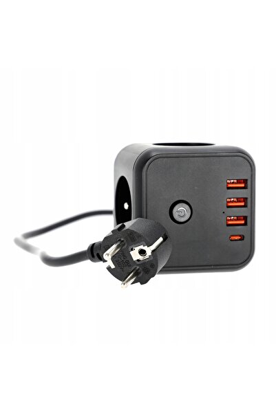 Kobi Prelungitor cu 3 prize, 1.5m, cu/fără încărcător, 2300W, 10A, întrerupăt...