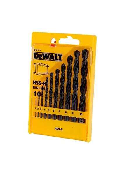 Dewalt Set de burghie HSS-R pentru metal, 10 bucăți DT5911