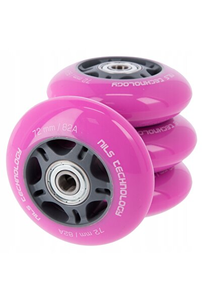 Nils Extreme Roulete roz din cauciuc pentru patine cu role NILS, 72 mm, set c...
