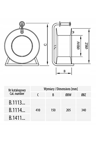 PAWBOL Cablu prelungitor PB Ø 340 H05RR-F 3x2,5 - 40m, 4xGZ16A (250V), IP44