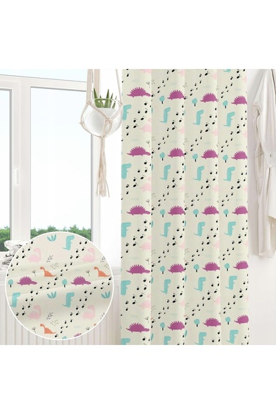 NO BRAND Perdea pentru copii cu dinozauri 132x214cm, termoizolantă, opacă, pe...
