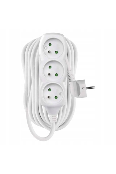 NO BRAND Prelungitor electric alb cu 3 prize, lungime 10m, alb