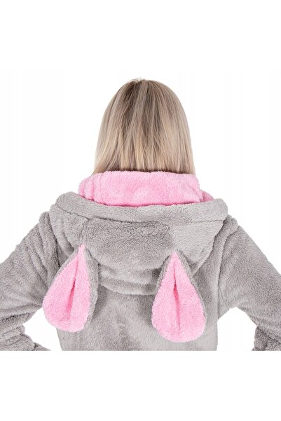 NO BRAND Halat de damă din pluș fleece, cu glugă, R.L/XL, moale, gros, lung.