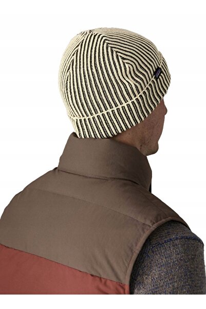 Patagonia Căciulă unisex tip beanie de pescar, cu margine rulată - cu dungă c...