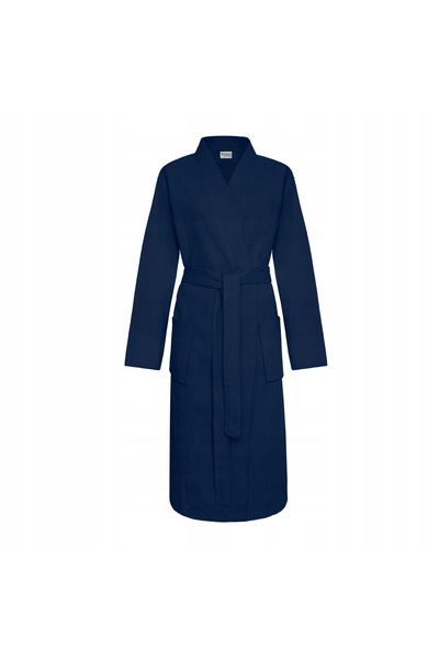 NO BRAND HALAT DE BĂRBAT DIN BUMBAC, STIL KIMONO, CU TEXTURĂ WAFEL, MARO ÎNCH...