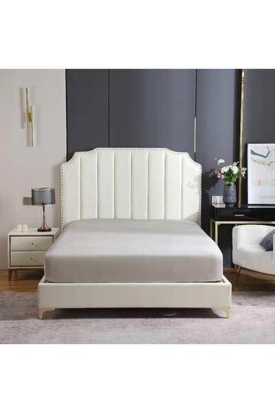 Spod Igły i Nitki Cearșaf cu elastic din satin 120x200 taupe uni pentru salte...