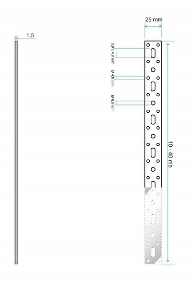NO BRAND Bandă de montaj din oțel, galvanizată, perforată, 25x1.5mm, 25m, cu ...