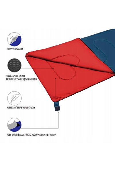 NO BRAND NILS CAMP Sac de dormit Cort de vară Albastru Roșu 2 în 1 190X75 CM ...