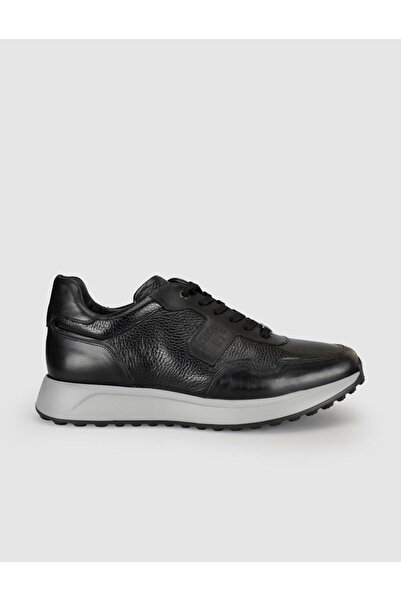 Cabani Black Men's Genuine Leather Sneaker Shoes
