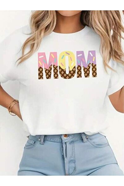 k222 100% Cotton Mom Of The Sweet One Ice Cream 1St First Family Women's Roun...