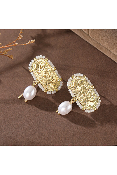 Choice Gold-color Vintage Embossed Double Bird Copper Dangle Earrings With Ov...