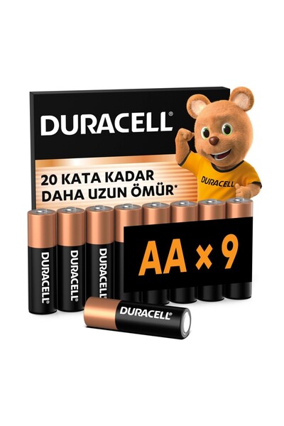 Duracell Kalem Pil Alkalin AA 9'lu Paket