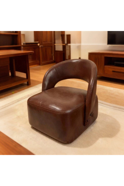 ENAR Nordic retro style living room chair, brown chair with swivel wheels, li...