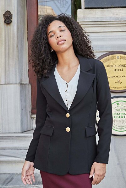 Jument Women's Collared Pocket Flap Double Button Blazer Flexible Premium Fab...