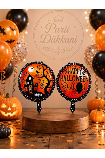 Parti Dükkanı 18 Inch Happy Halloween Round Foil Balloon Helium and Air Compa...