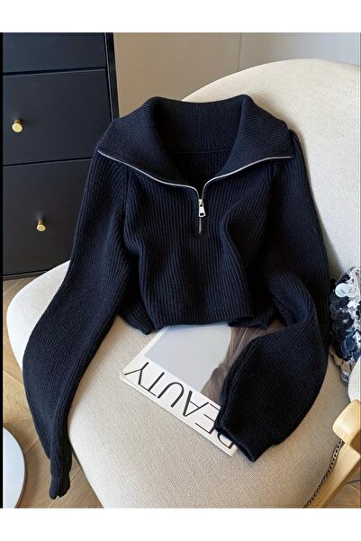Elysira Women's Turn-Down Collar Thessaloniki Knit Italian Sleeve Zipper Over...