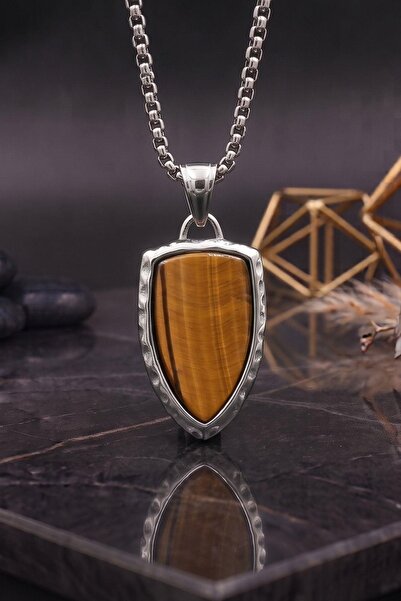 Prestige Tiger's Eye Stone Necklace Stainless Steel Chain 902903