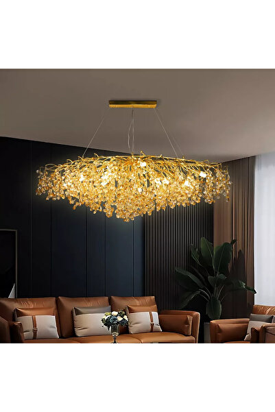 Generic Brand Modern Chandelier, Diameter 160 Cm, Gold with Transparent and A...