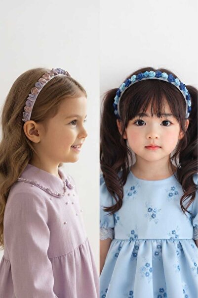 Retro Women Girl's Purple-Blue Satin Rose Flower Figured Birthday Daily Doubl...