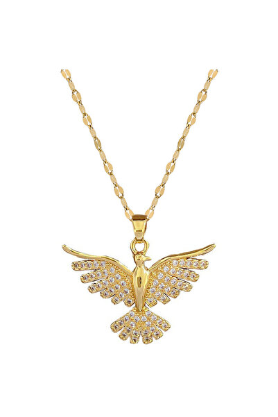 Tessero Lantisor Dama Auriu cu Pandantiv Porumbel al Pacii / Pasare Phoenix I...