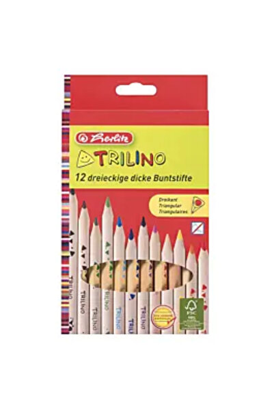 Herlitz Set de 12 creioane colorate Trilino, din lemn, Multicolor