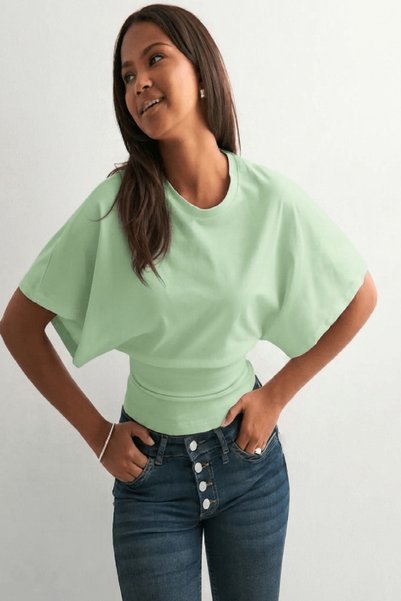 Cockatoo بلوزة نسائية من الفيسكوز الطبيعي بأكمام واسعة - ناعمة الملمس وأنيقة للصيف 4710