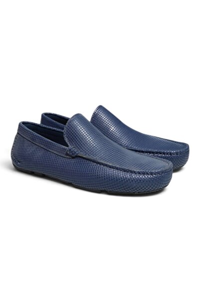 FRANCO CALVANI Dark Blue Printed Leather - Magniani Dark Blue Color Laceless ...