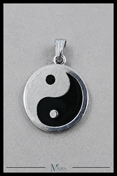 MAZEN Yin Yang Sembollü Siyah Antik Gümüş Renk Unisex Kolye Ucu Uzak Doğu Tas...