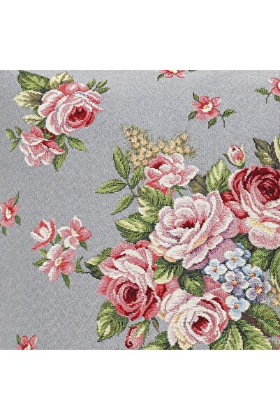 NO BRAND Față de pernă dublă, tip gobelin, cu motiv de trandafir gri, 45x45 c...
