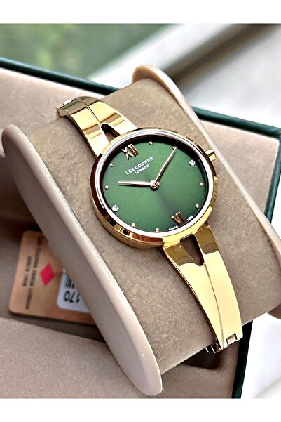 Lee Cooper Special Design Steel Cord Gold-Green Color Women Wrist Watch Lc083...
