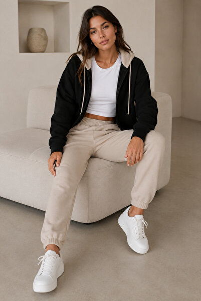 Moda Minimo Women's Cardigan and Jogger Sweatpants Set 3 Yarns Ribbed Cardiga...