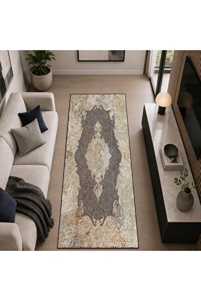 Soyut Desen Dekoratif Halı Kaymaz Taban Leke Tutmaz Yıkanabilir Kilim