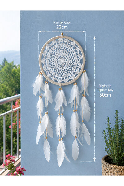 HER ŞEY NOTA www.herseynota.com Beyaz Örgü Detaylı Tüylü Düş Kapanı 22 cm – B...