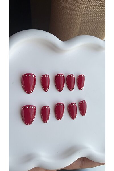 Store Jel Takma Tırnak - Wine chrome Kısa Almond 10'lu