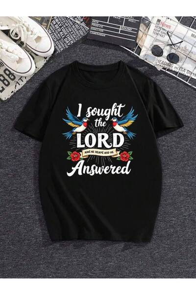 4CR تي شيرت برسومات مسيحية للجنسين بطبعة "I Sought The Lord And He Answered Me"، قميص فضفاض غير رسمي مناسب للشارع