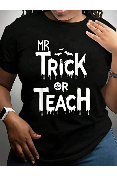 k222 Mr. Trick Or Teach Shirt - For Men Halloween Black Graphic T Shirts Tee