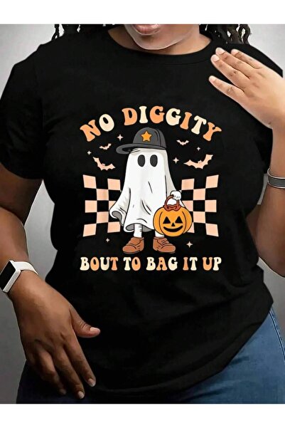 k222 No Diggity Bout To Bag It Up Cute Ghost Candy Halloween Black Graphic T ...