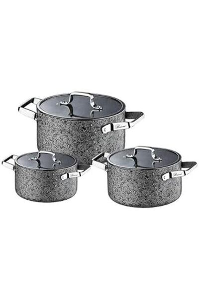 Brioni Stone-Age 6 Parça Çizilmez Yanmaz Yapışmaz İndüksiyonlu Midi Tencere Seti 16 cm,18 cm, 20 cm SH-110102