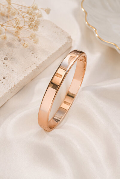 Archhazel Jewelery Rose Color Flat Steel Handcuff Bracelet