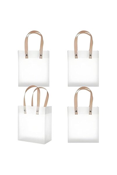 Generic HANNEA® 4 Pcs Transparent Gift Bags Medium Size with Golden Handle, F...