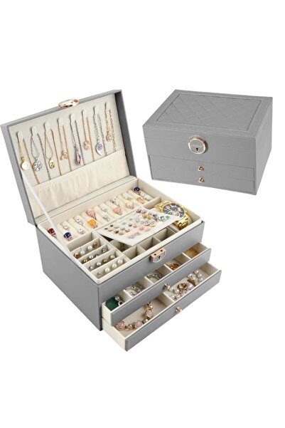 Generic Brand 3 Layers Jewellery Box with 2 Drawers, Elegant Jewellery Organi...