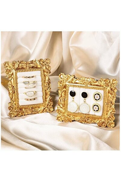 Generic Brand 2 Pcs Vintage Rectangle Ring Holder, Velvet Lining, Baroque Fra...