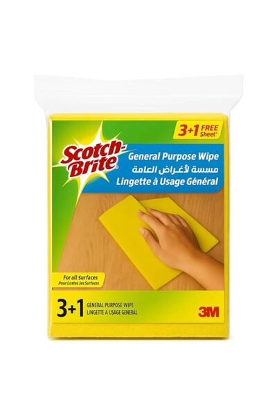 Generic Scotch-Brite Multi-Purpose Cleaning Wipe Yellow color, 4 units (3+1 F...