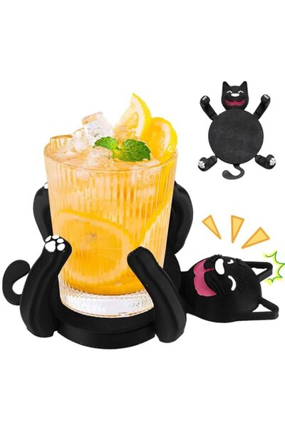 Generic 3D Printed Cat Drink Coasters Set – Cute and Funny Cat Cup Holders wi...