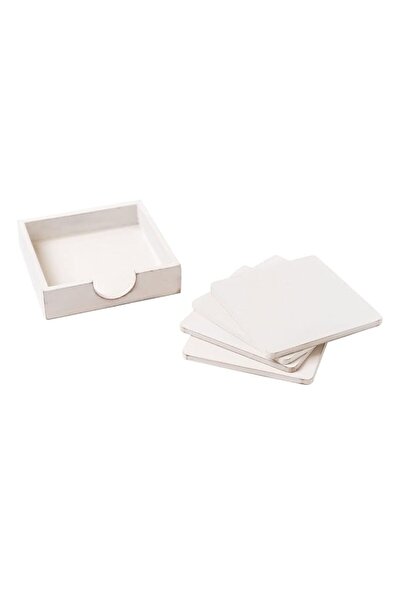 Generic Brand IVEI MDF DIY Square Coasters with Holder with Primer - MDF Wood...