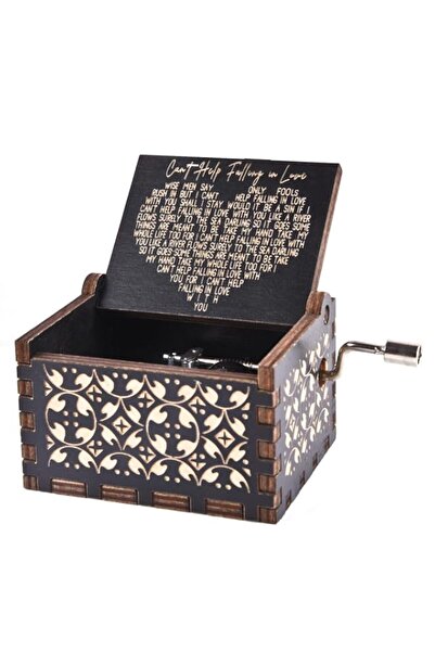 Generic VACTER Can't Help Falling in Love Wood Music Box, Antique Engraved Mu...