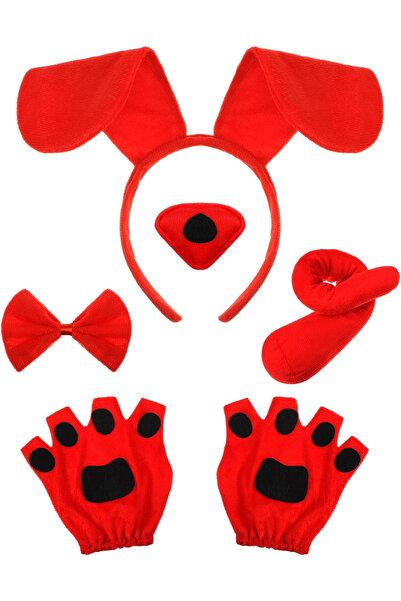 OEM Set costum de câine pentru copii, bentiță, nas, coadă și mănuși, Carnaval