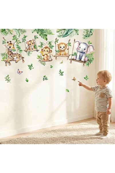 Generic Brand Jungle Animal Wall Decals for Baby: Animals Son Swings Nursery ...