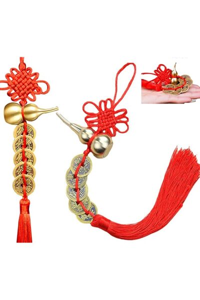Generic Brand 2PCS Feng Shui Lucky Charms Metal Gourd with 5 Coins – Prosperi...