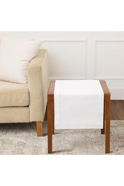 Generic Solino Home Cotton Linen Hemstitch Table Runner – 14 x 36 Inch White ...